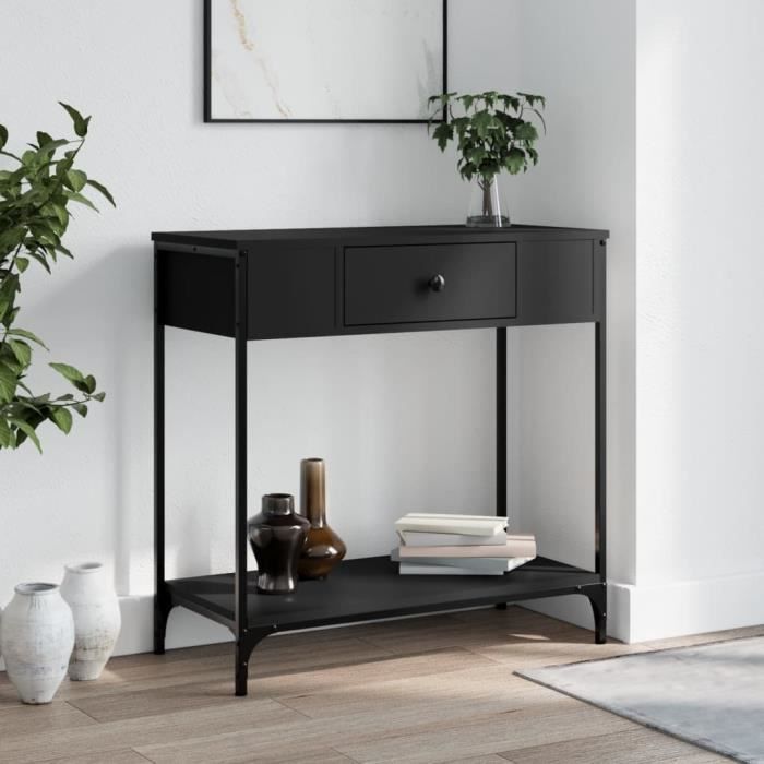 VidaXL Table console noir 75x34,5x75 cm bois d'ingénierie 834165