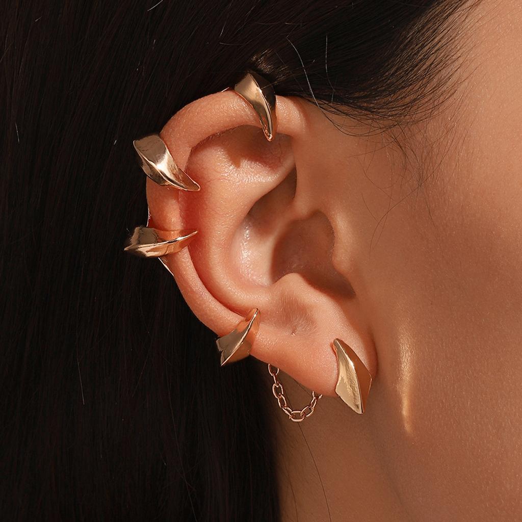 Shiny-Ear Cuff Wrap Left Ear Clip Earring Devils Fang Ear Bone Clip Ear Hook Single Halloween Earring Women Girl Teen