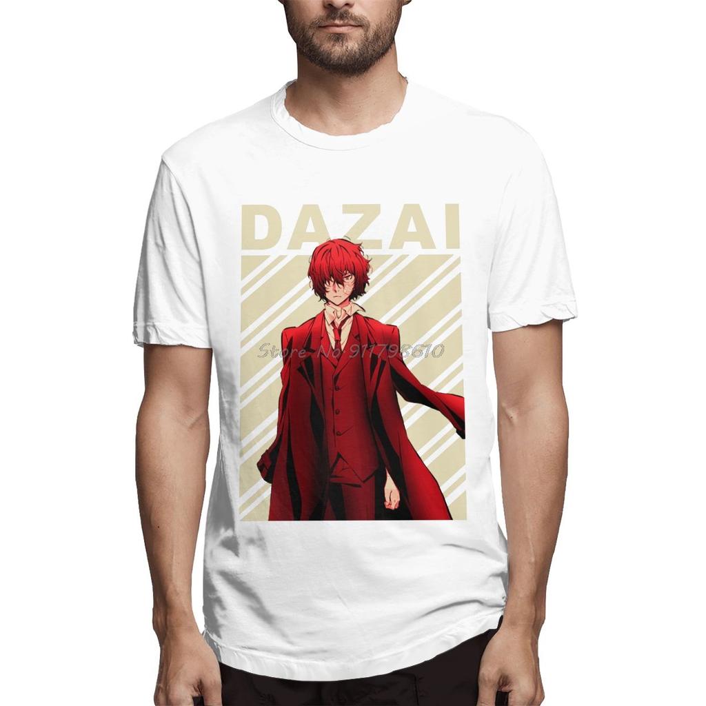 Dazai Osamu Vintage Bungou Stray Dogs Anime T Shirt Men Cotton Tees Streetwear Harajuku Short Sleeve Custom T Shirts For Men