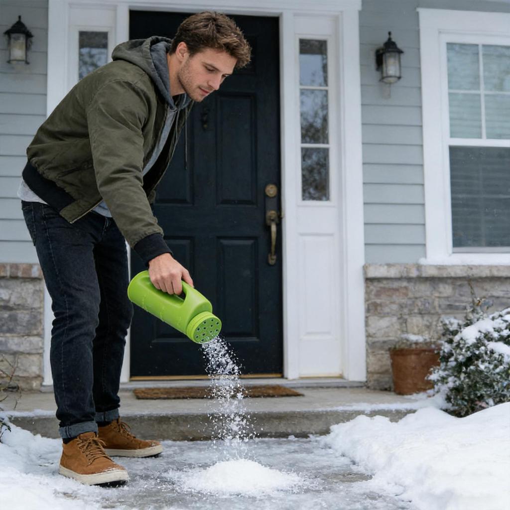 2L Hand Held Salt Spreader Manual Ice Melt & Fertilizer Distributor for Garden, Lawns, Sand, Grass Seed & Winter De-icing