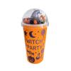 oz Single Wall Plastic Cup with Straw, Light Up Halloween Cup with Cute Doll Design