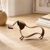 Open-Frame Wiener Dog Sculpture In Metal with a Mottled Aged-Look Finish for Indoor Cabinets, Shelves, and Desktops