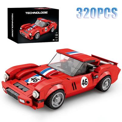 Non-Toxic 320Pcs Red Sport Car Building Block Creative City Vehicle Diy Car Model Bricks Desktop Decoration Toys For Kids Holiday Gifts