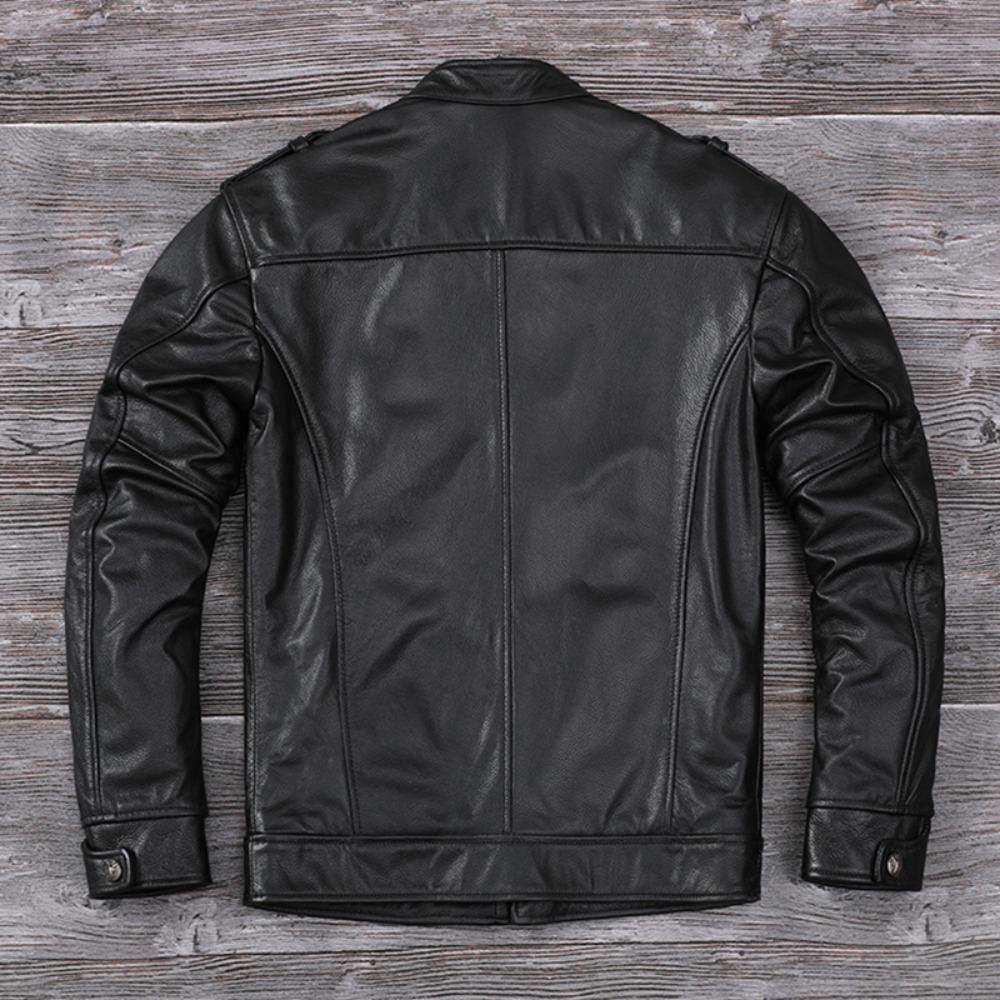 Chinese Size Men Leather Jacket Style Genuine Cowhide Coat Soft Slim Fit Spring