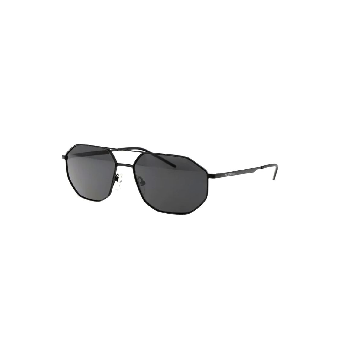 Emporio Armani Logo Print Metal Pilot Sunglasses Men sunglasses Black 0EA2147300187 58,Black