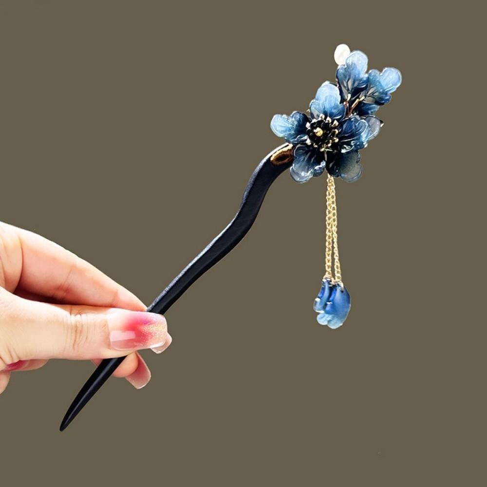 Banana Fan Tassel Wooden Hair Chopsticks Magnolia Flower Flower Hair Sticks Hanfu Hair Bun