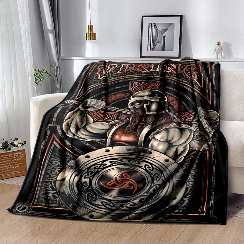 3D Viking Odin Valhalla Nordic Mythology Symbols Blanket,Soft Throw Blanket for Home Bedroom Bed Sofa Picnic Office Travel Cover