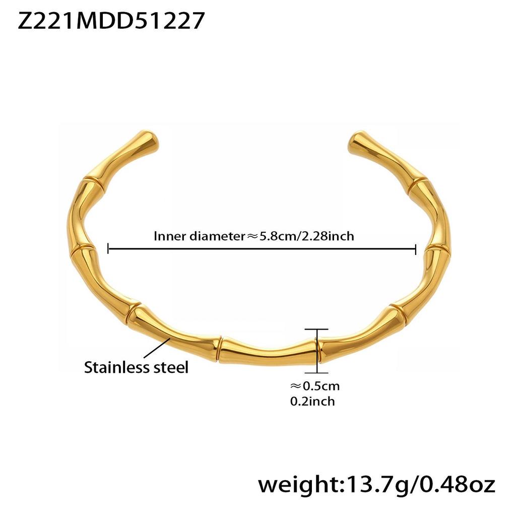 Stainless Steel Bamboo Joint Openable Bracelet - Unique European & American Design, High-Quality Texture