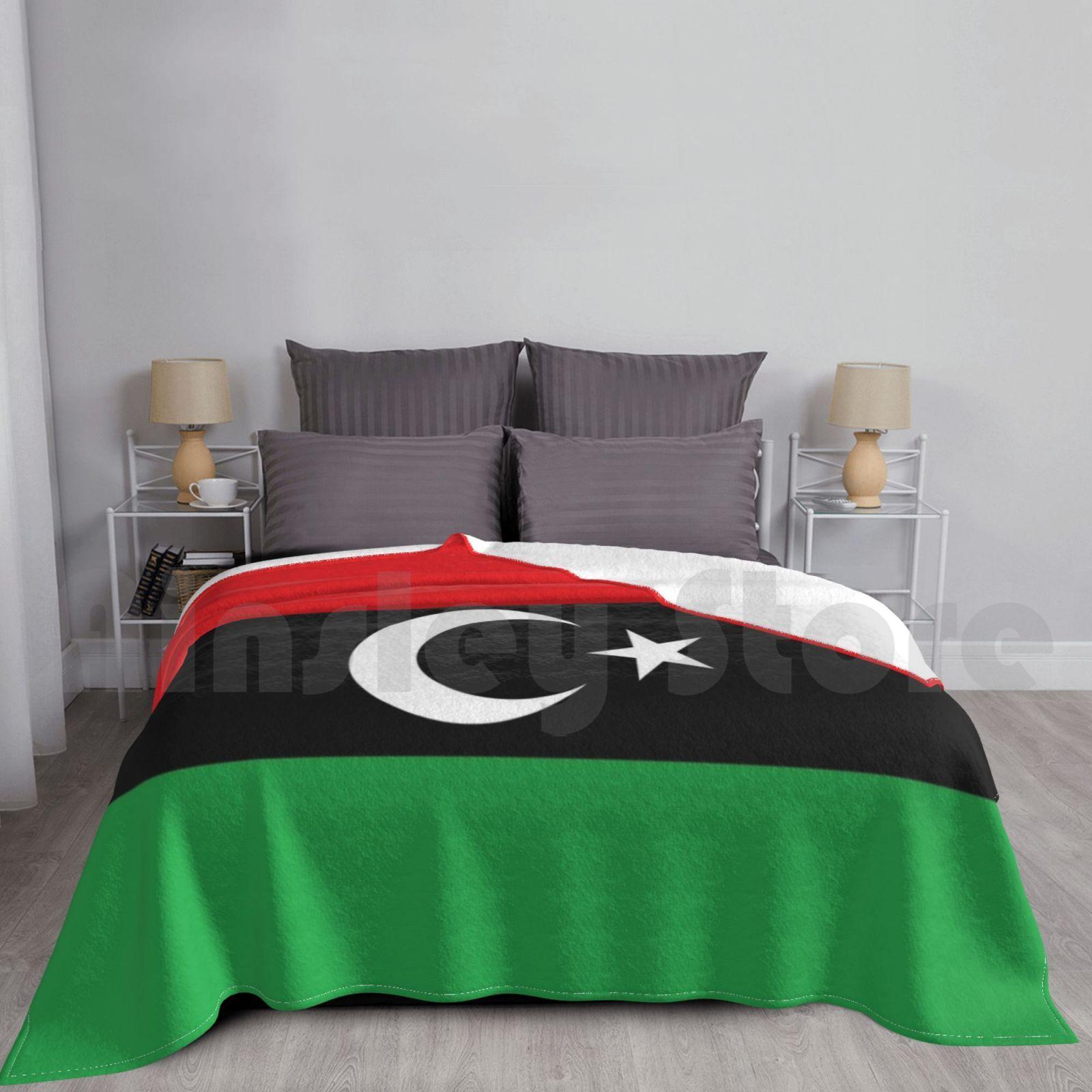 Libya Blanket For Sofa Bed Travel Libya North Africa Libyan Arabic Flag African Size: 75*100cm, Weight: 230 GSM