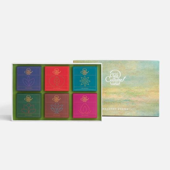 

Tea Culture of the World, Healthy Brews | Premium Whole Leaf Diwali Gift Box | 6 Tea Flavors, 25g Loose Whole Leaf Tea Gift Set 700GM
