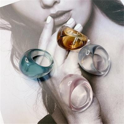Colorful Transparent Acrylic Rings Set For Women Fashion Transparents Geometric Resin Finger Rings Female Party Jewelry Gift