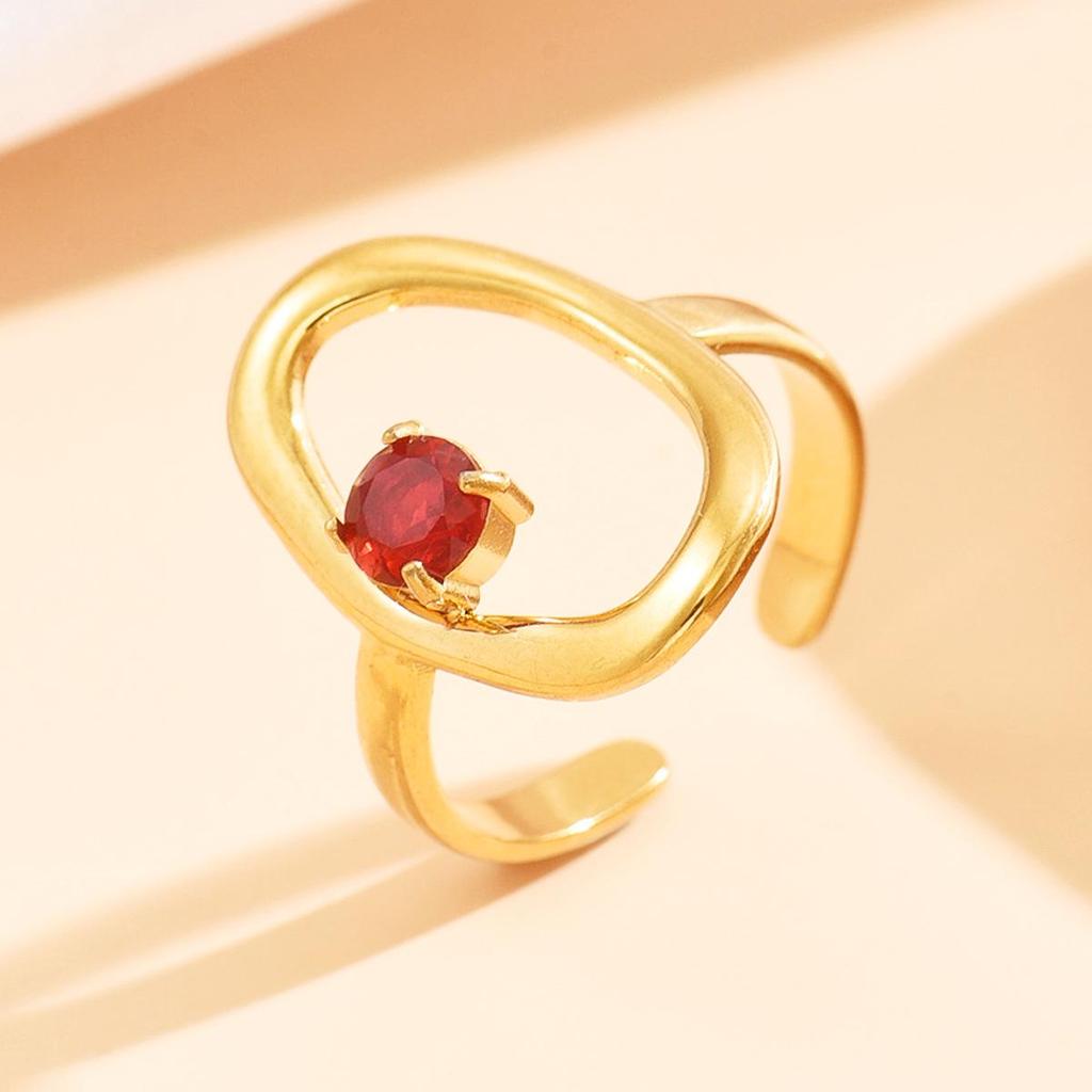 Women's Open Baroque Oval Geometric Ring In Stainless Steel