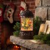 Winter Wonderland Home Decor Christmas Snow Lantern, Lighted Lantern with Music Swirling Glitter, Box Ornament USB /Battery Operated Decorative