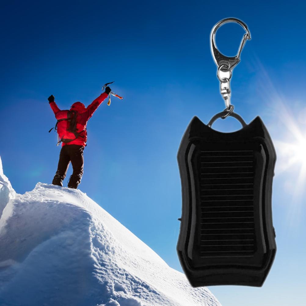 Solar Portable Charger Keychain Mini Power Bank LED Flashlight Outdoor USB Battery Pack Emergency