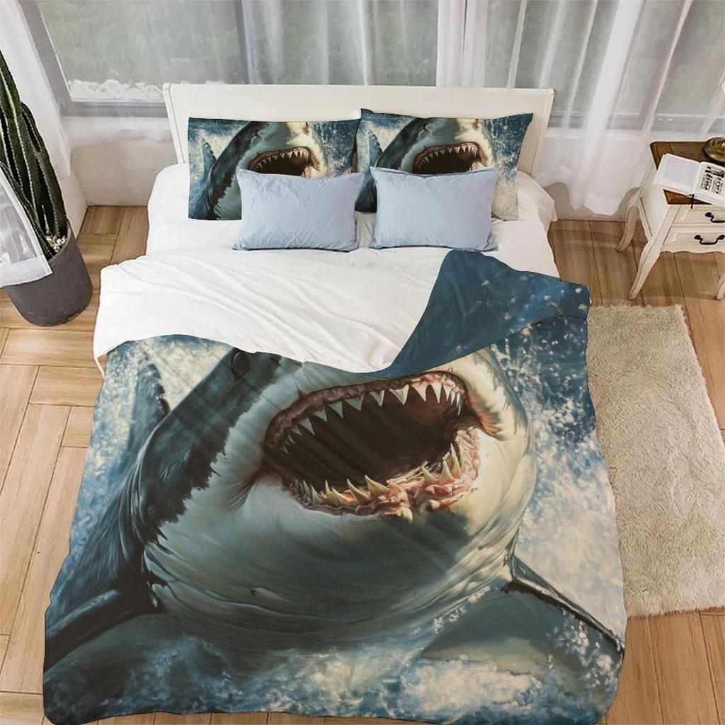Comforter Shark Painting S High End Bedding With Pillows Home Decorqueen Size Suitable Children Kids And Adults