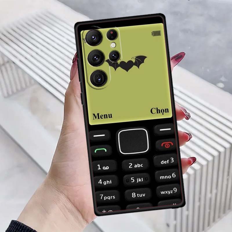 Luxury Vintage Phone Pattern Phone Case For Samsung Galaxy S26 S25 S24 S23 S22 S21 S20 Ultra Plus FE 5G Black Soft TPU