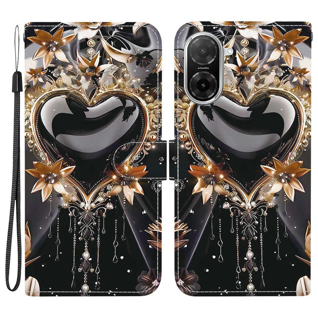 Pro Xiaomi Redmi A5 NFC (EU) (173.45mm) Peněženkové pouzdro s potiskem vzoru Kožený stojánek Kryt na telefon s popruhem