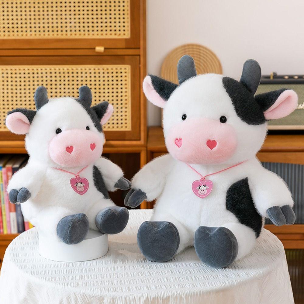 Cartoon Cow Stuffed Plush Doll Fluffy Cow Plush Toy Animals Cow Toys  Christmas Toy