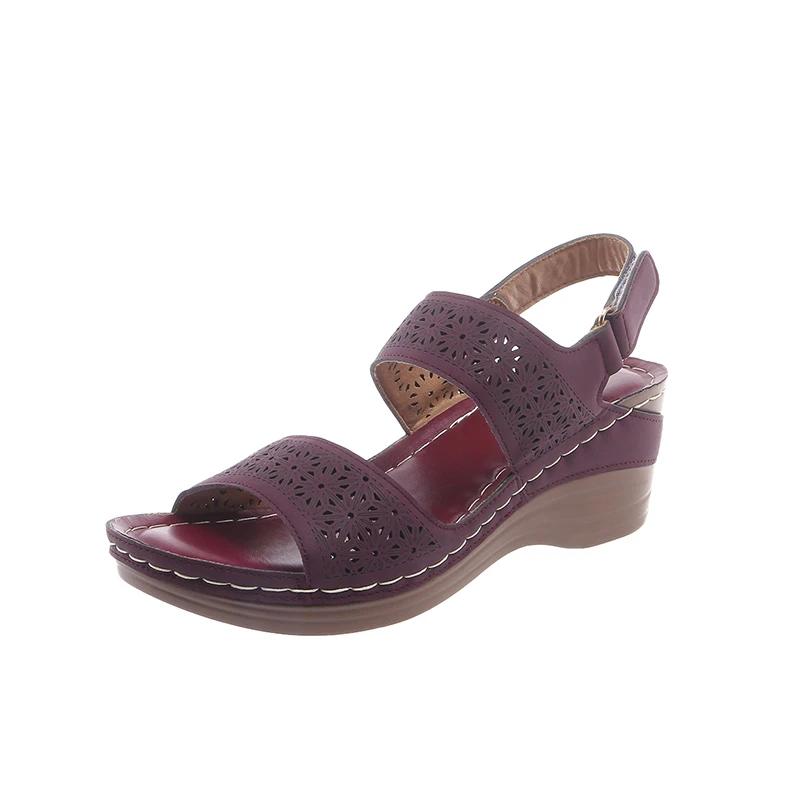 Fashion 2024 Hot Sale Shoes Female Open Toe Women's Sandals Summer Rome Hollow Solid Casual Beach Platform Wedge Large Size Sandals