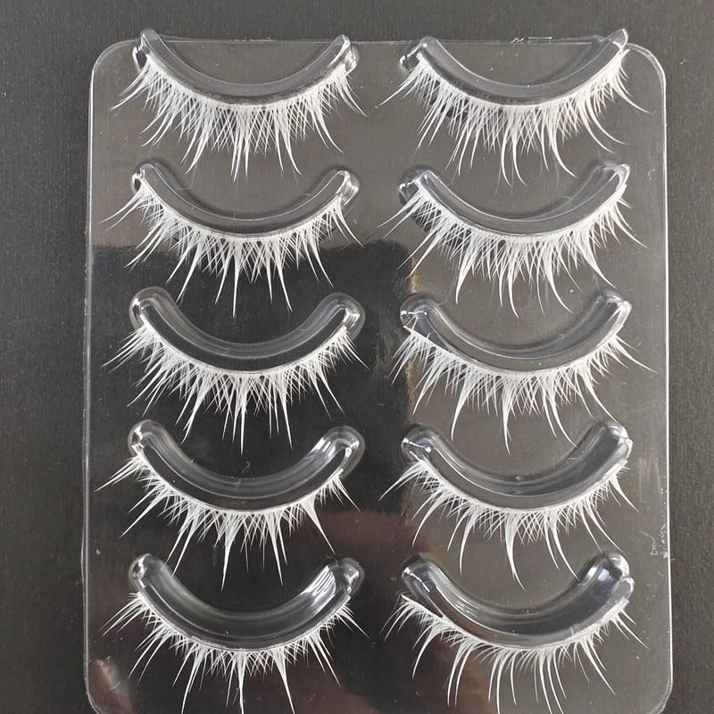 Gorgeous White Fake Eyelashes with Clear Band, Colorful Cosplay Lashes for Anime Conventions and Parties
