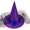 Children and Adults Halloween Rose Mesh Witch Hat Costume