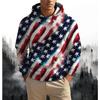 3D Printed American Flag Hoodies For Men Gradient USA Pattern Hoodie
