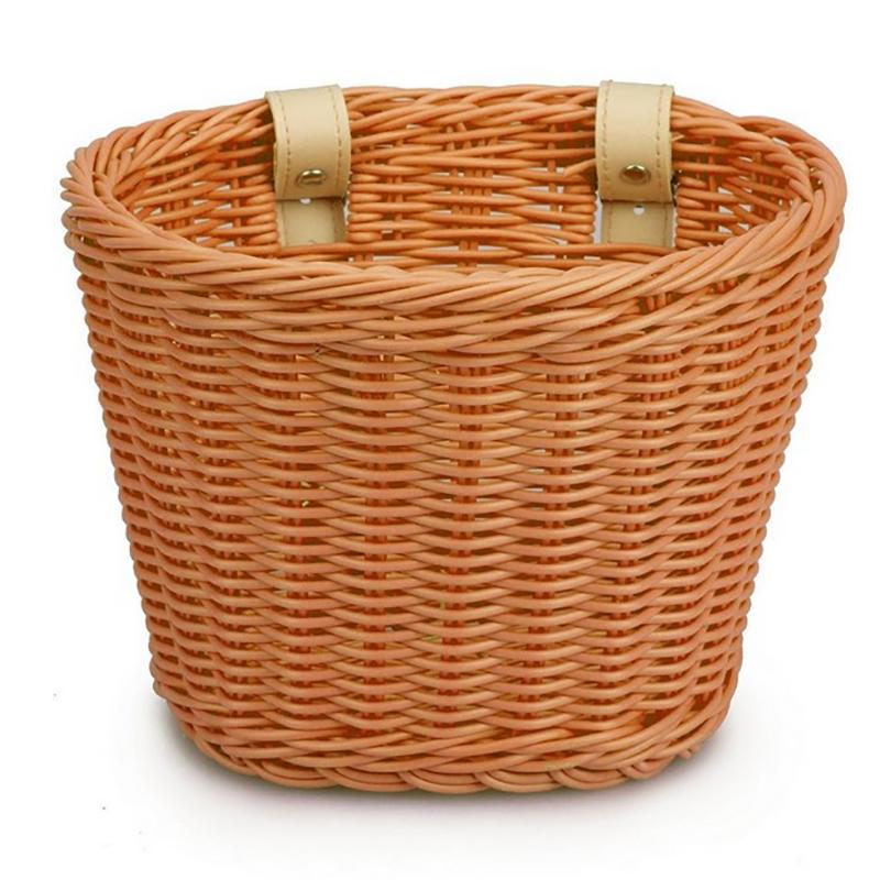 Cestino per bicicletta in rattan intrecciato, cestino anteriore per manubrio, cestino per bicicletta impermeabile rimovibile, borsa portabici per bambini