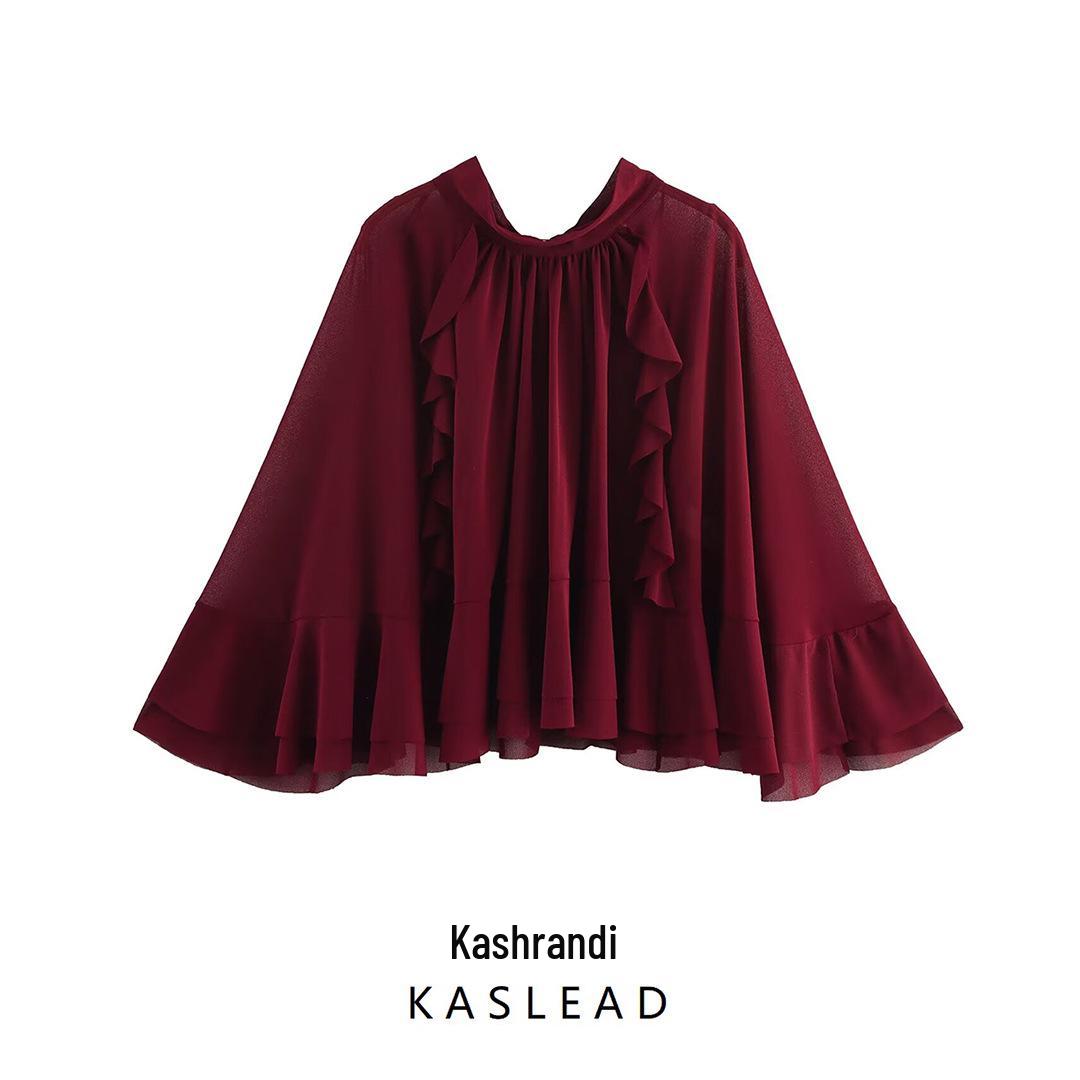 

2025 Spring Women s European & American Style Fashion Bow Layered Cape Coat XS