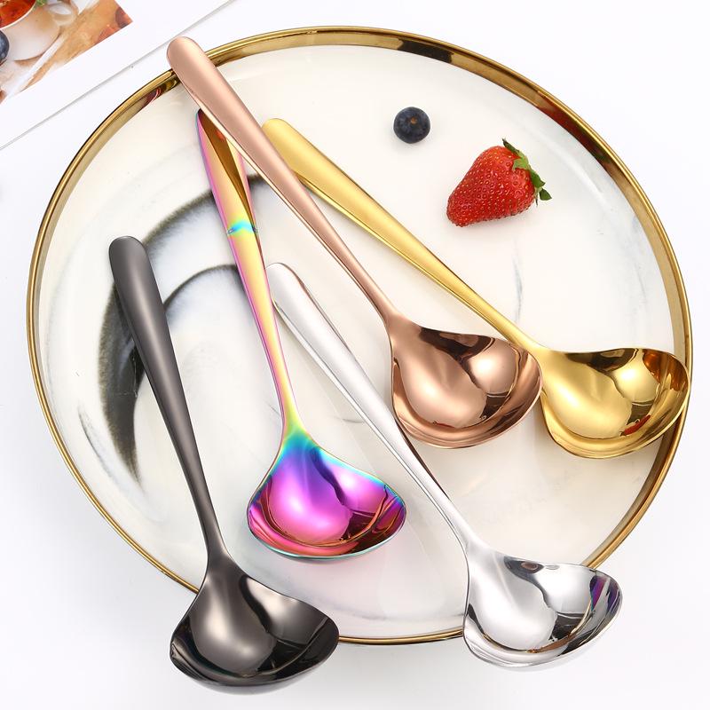 Large 304 Stainless Steel Ladle - Long Handle, Thick & Deep Design for Soup, Serving, Porridge, and Hot Pot.