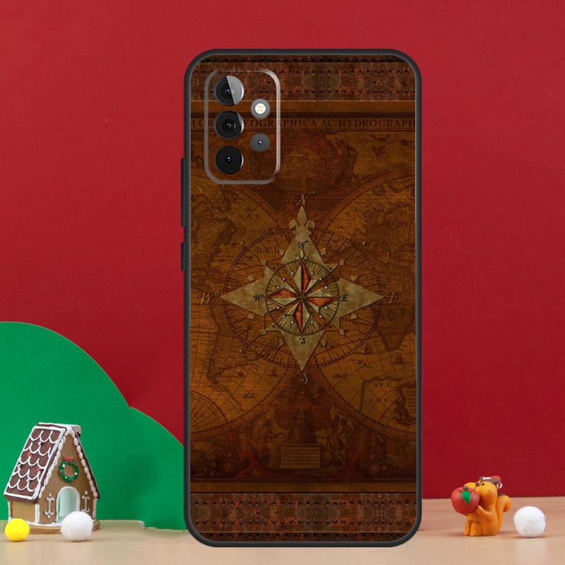 World Map Compass Nautical Case For Samsung Galaxy A17 A06 A16 A56 A36 A54 A34 A14 A52 A32 A13 A23 A33 A53 A15 A35 A55