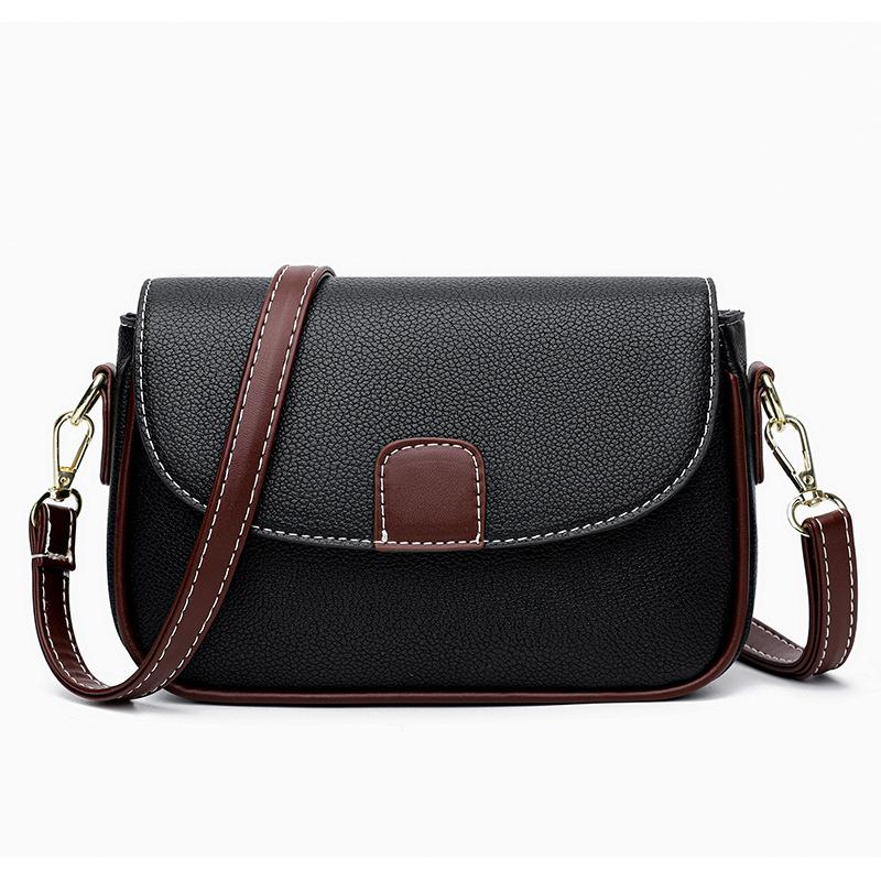 Yogodlns Textuur Flap Schoudertas voor dames Nieuwe contrasterende kleur Crossbody Tas Dagelijks winkelen Telefoontasje Mama Messenger Bags 30x12x17cm zwart