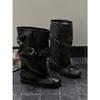 Retro Riveted Pants Boots Autumn New Fashion Bow Spice Girl Wasteland Wind Black Thick Heel Pile Boots