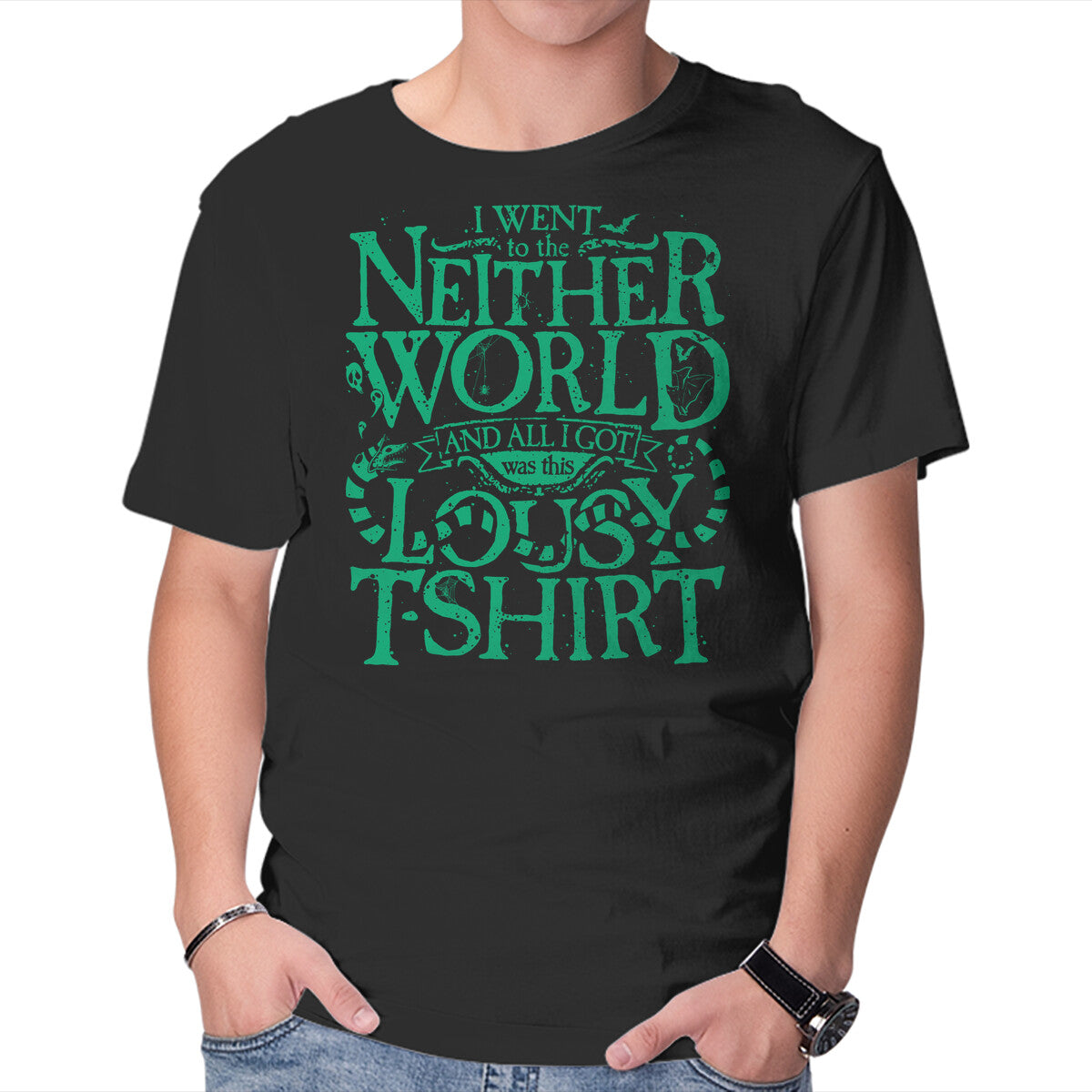 Unisex Crew Neck T-Shirt Went To The Neitherworld Graphic Short Sleeve Casual Tee M
