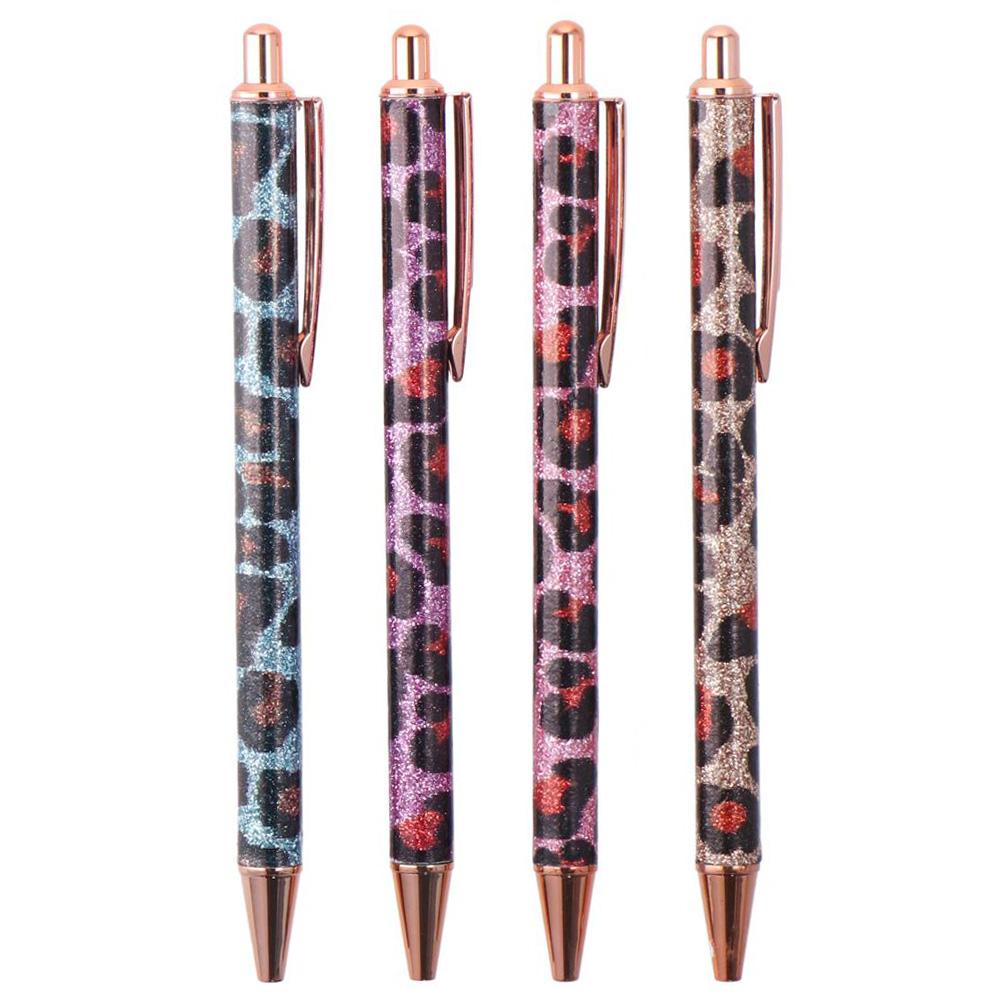 

4PCS Leopard Printed Office Pens 1mm Cute Pens Pretty Smooth Writing Pens