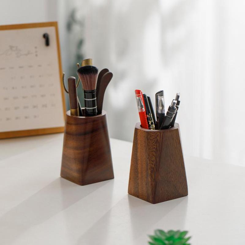 Black Walnut Pen Holder Polishing Design Desktop Storage Supplies Wooden Desk Accessories Pen Storage Box Walnut Pen Holder