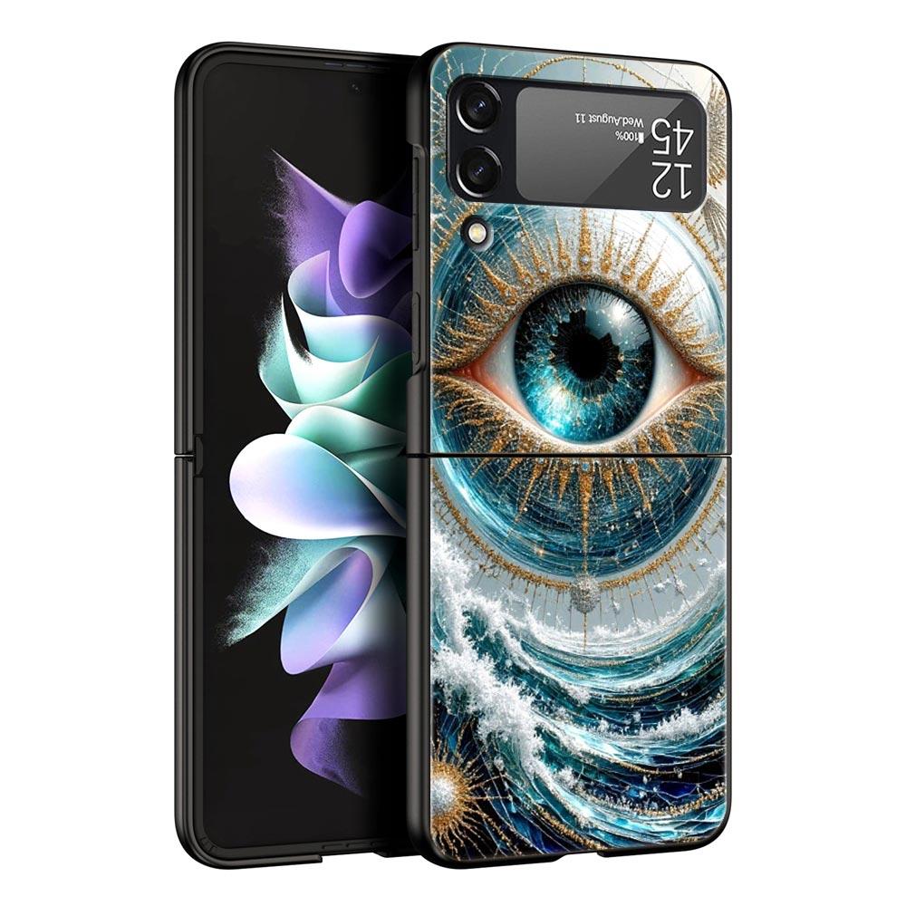 Fashion Eyelashes Eyes Hard PC Phone Case For Samsung Galaxy Z Flip 7 6 5 4 Black Cover For Galaxy Z Flip 3 Foldable Shell Capas