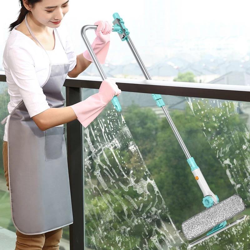 NEW Extendable Window Glass Cleaning Household Tool High Building Retractable Pole Wash Dust Cleaner Brush Dry Wet Scraper Wiper