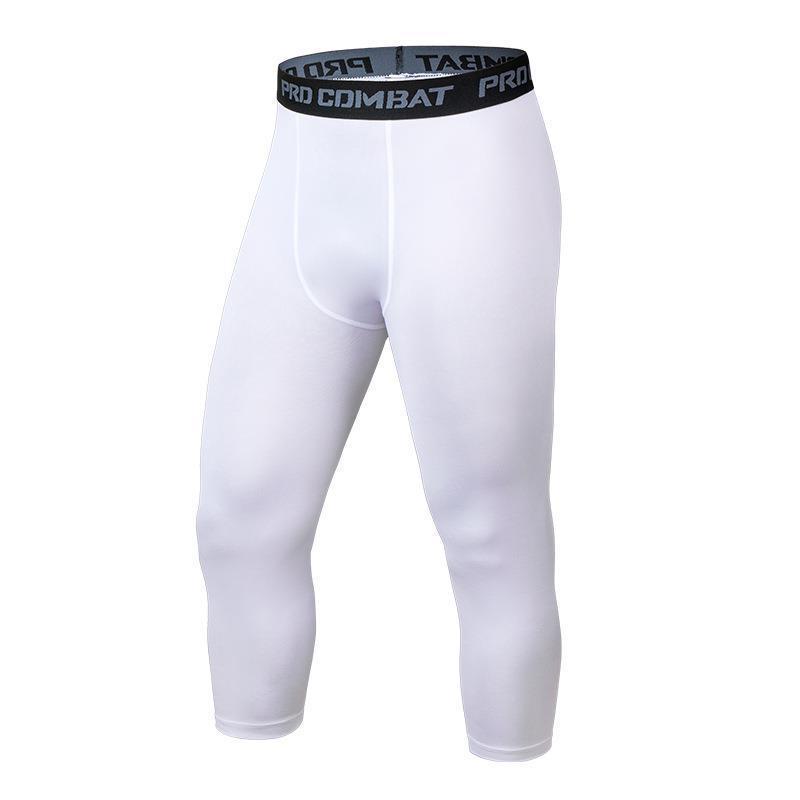 Men's Sports Compression Tights: Quick-Dry, High-Elastic 7/8 Leggings for Running, Basketball, and Cycling.