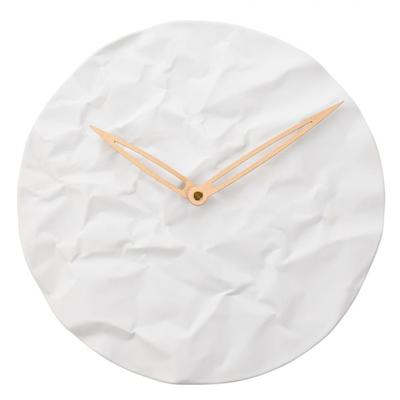 Interval Porzellan-Wanduhr, weiß, 32 cm - geknitterte Textur