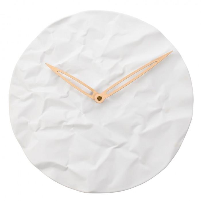 Interval Porcelain White Wall Clock 32cm - Crumpled Texture