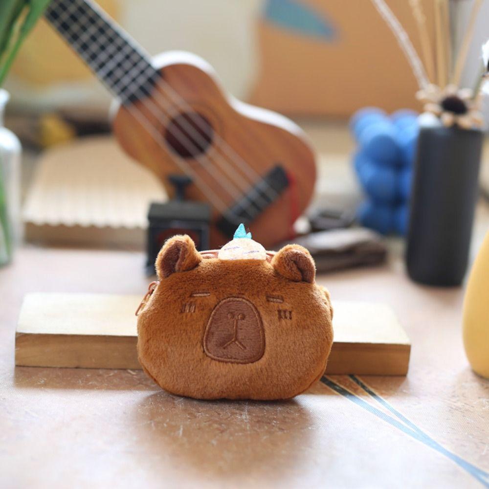 

Round Capybara Plush Coin Purse Strawberry Capybara Change Pouch Bag Birthday Gift Style A