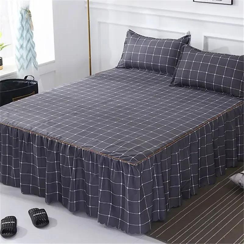 3PCS Bett Rock Baumwolle Bettdecke Set Stickerei Bett Kleid Kissenbezüge 3 Teile/satz Für König/Königin Doppel 1,5/1,8/2M Blatt Abdeckung
