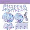 Pink Mermaid Birthday Party Set: Tablecloth, Plates, Cups, Balloons, and Cutlery