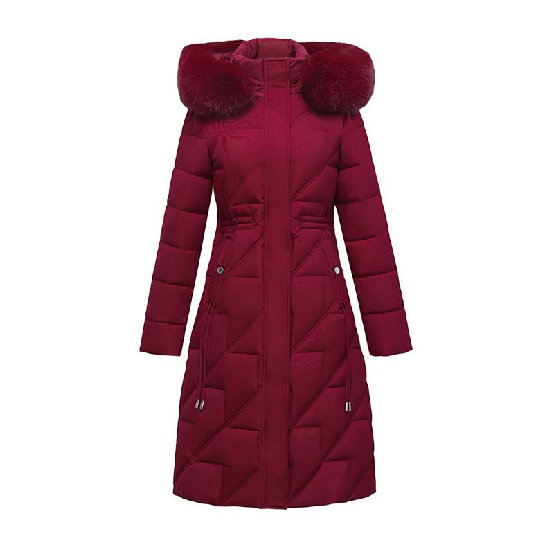 Women's Winter Warm Parker Coat Thickened Long Knee Jacket Waisted Warm Coat