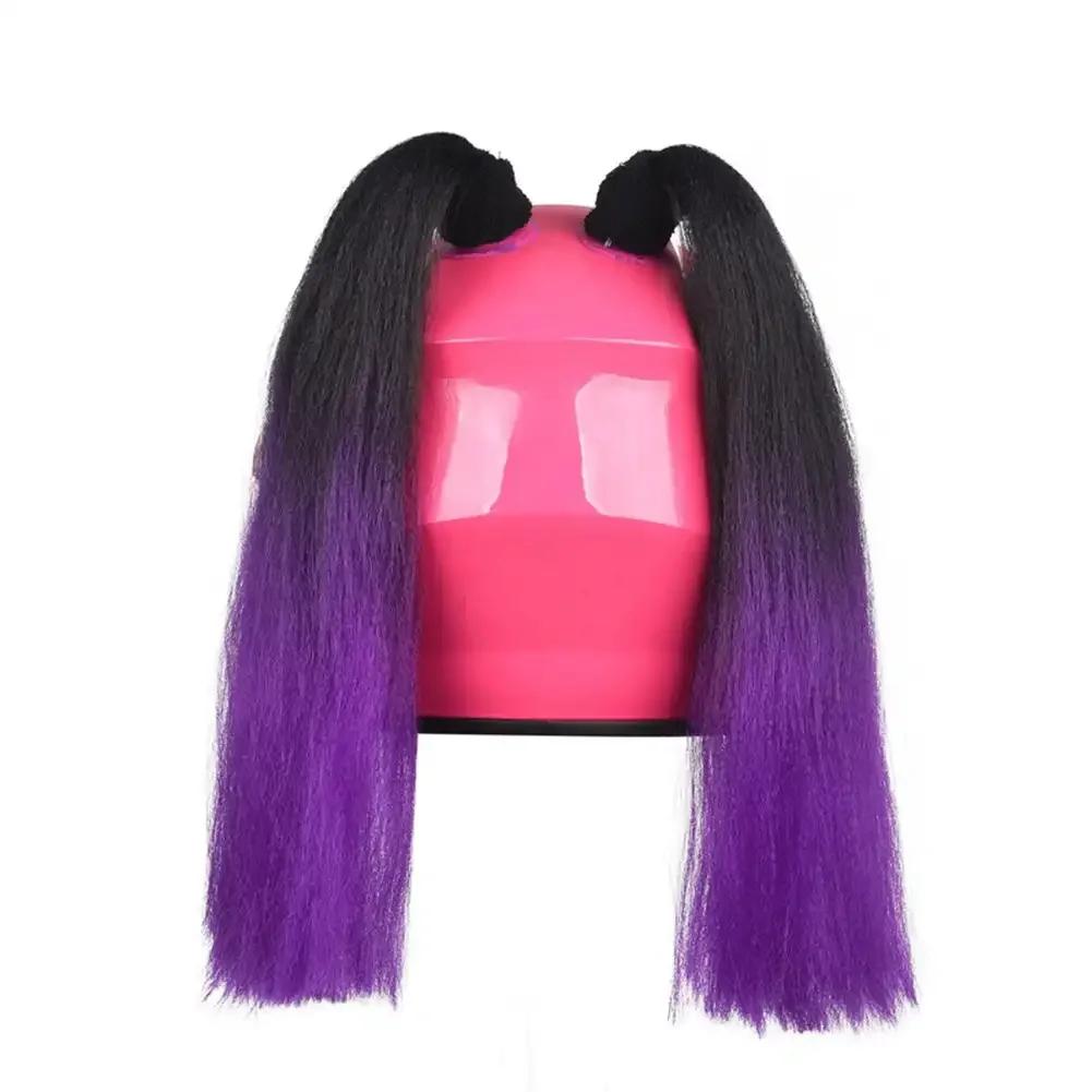 2Pcs Motorcycle Helmet Braids Wig Multicolor Loose Wig Ponytail Braid Motorbike Helmet Pigtails Decoration For Women Children