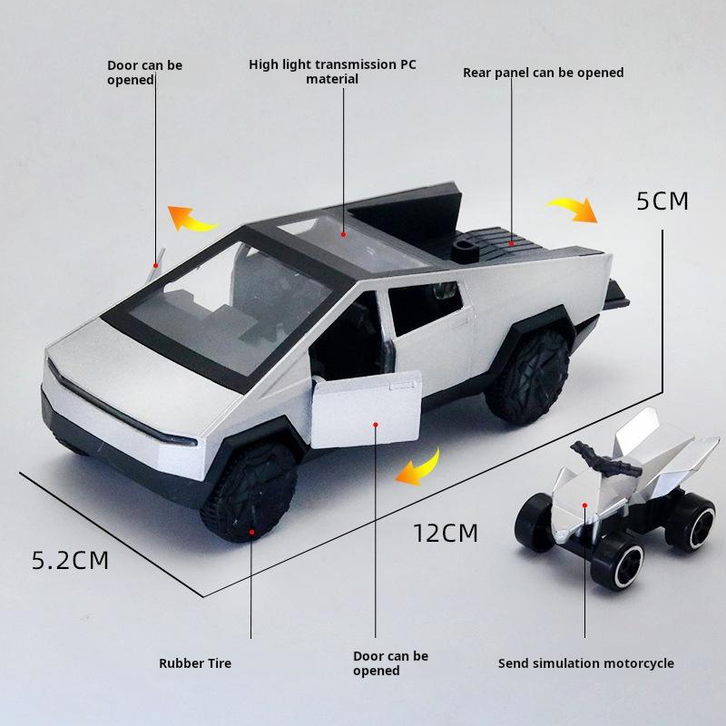 1:36 Hraček Cybertruck Terénní Vozidlo Kovový Model Auta Plážová Motorka Hobby Sběratelský Dárek k Narozeninám Pro Kluka