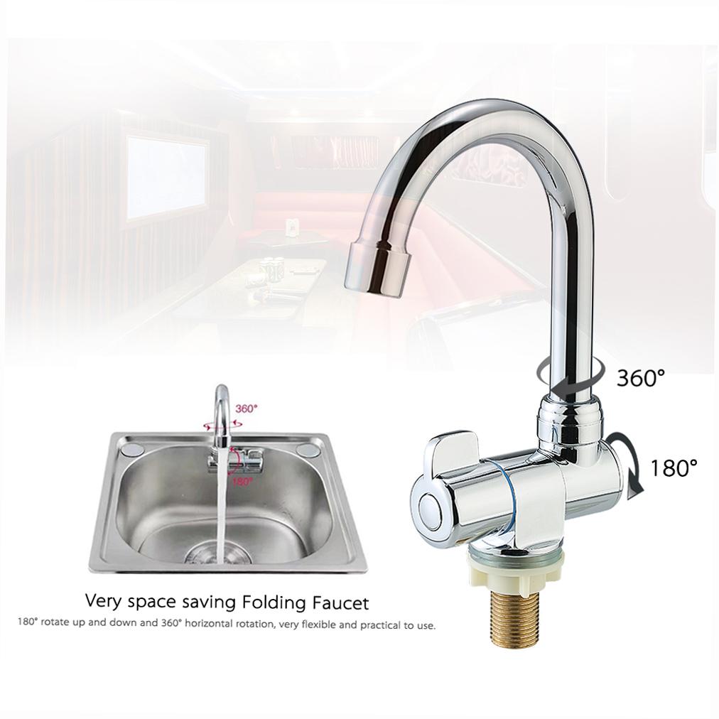 Rotating RV Faucet Deck Wall Mounted Kitchen Faucet for Recrtional Vehicle Motorhome Travel Trailer