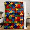 Colorful Puzzle Pieces Pattern warm quilt– Flannel blanket for bedroom, living room, sofa, and nap.