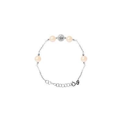 Bracelet - Pearls & Colors - 4 Freshwater Cultured Pearls 6-7 Mm - 925 Sterling Silver - Adjustable Length 14-18 Cm