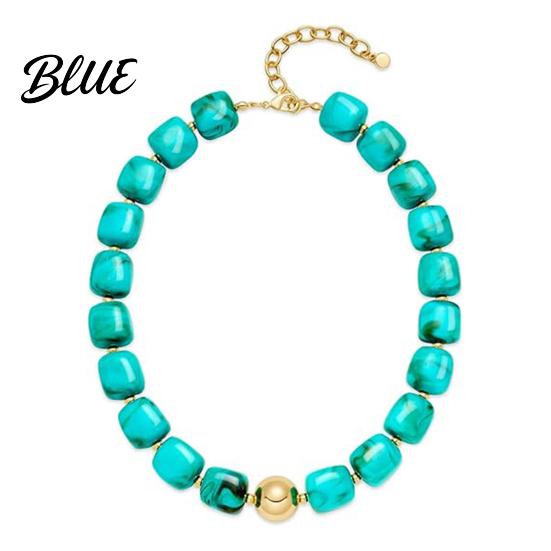Beautiful Beaded Choker Chunky Colorful Resin Beads Necklace Boho Everyday